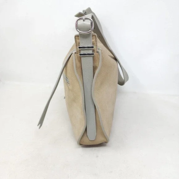 Allsaints Womens Purse Cooper Hobo Beige Nubuck Leather Western Saddle Bag - Picture 4 of 11